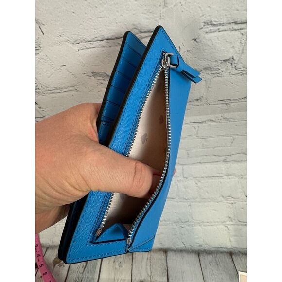 KATE SPADE NEW YORK Cameron blue saffiano leather logo wallet NEW - Picture 5 of 8